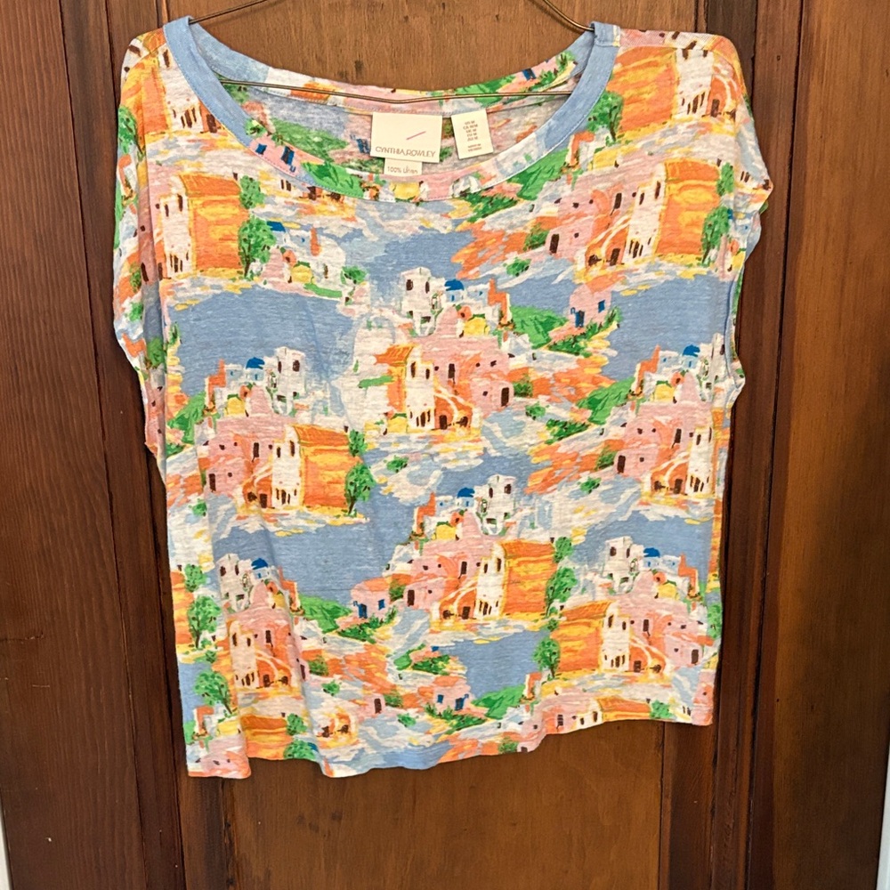 Anthropologie Multicolor Scenic Print Top